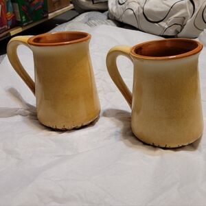 Beauceware X Genin Trudeau Vintage Set Of Two Large Yellow Ceramic Mugs